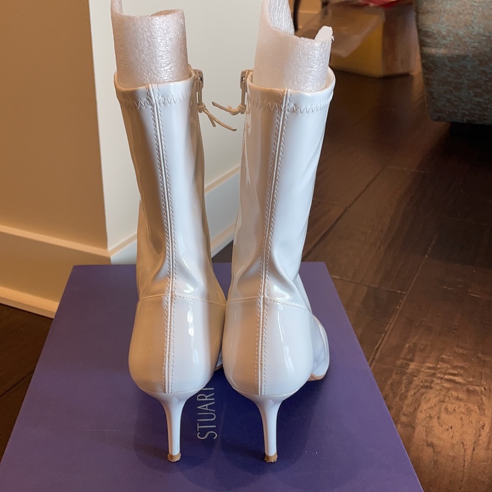 Worn once. Stuart Weitzman clingy boot in white. - Picture 9 of 10